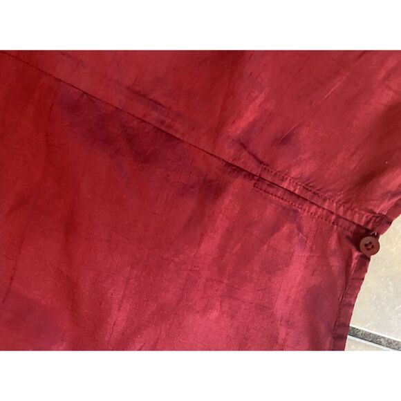 SILK Lore Burgundy Shirt / Jacket & Tank 100% Silk  L Embellished Gold Vintage - Picture 10 of 10